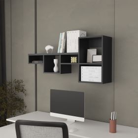 Globe Wall-Mounted Shelf Unit with 5 Shelves, Black