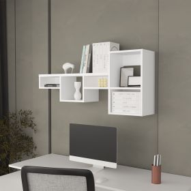 Globe Wall-Mounted Shelf Unit with 5 Shelves, White