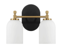 Vortex Two Lights Vanity in Traditional Style for Over Bathroom Mirror Wall Sconce 12.25"W × 10.125"H × 5.5"E With White Frosted Glass