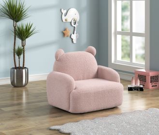 Raelynn 25.5"W Pink Teddy Velvet Bear-Shaped Kids Armchair