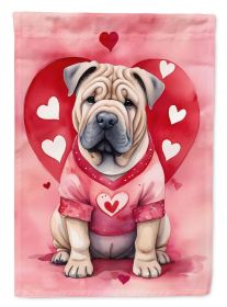 Shar Pei My Valentine Garden Flag Mailbox Flag Decorative Yard Flag Banner Outside Patio Artwork Yard Flower Beds, Garden Size, Multicolor