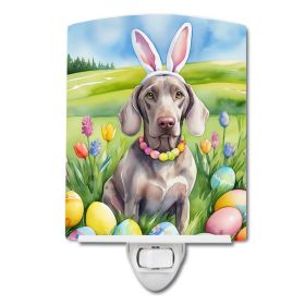 NEW Weimaraner Easter Egg Hunt Ceramic Night Light Compact, UL-Certified, Ideal for Bedroom, Bathroom, Nursery, Hallway, Kitchen, 6x4x3, Multicolor