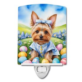 NEW Silky Terrier Easter Egg Hunt Ceramic Night Light Compact, UL-Certified, Ideal for Bedroom, Bathroom, Nursery, Hallway, Kitchen, 6x4x3, Multicolor