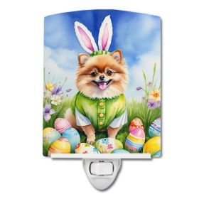 NEW Pomeranian Easter Egg Hunt Ceramic Night Light Compact, UL-Certified, Ideal for Bedroom, Bathroom, Nursery, Hallway, Kitchen, 6x4x3, Multicolor