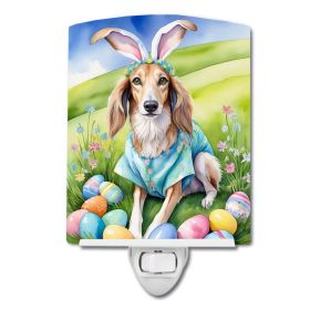NEW Saluki Easter Egg Hunt Ceramic Night Light Compact, UL-Certified, Ideal for Bedroom, Bathroom, Nursery, Hallway, Kitchen, 6x4x3, Multicolor