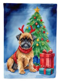 Brussels Griffon Christmas Reindeer House Flag Large Porch Sleeve Pole Decorative Outside Yard Banner Artwork Wall Hanging, Polyester, House Size