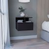 DEPOT E-SHOP Seward Floating Nightstand, Wall Mounted with Single Drawer and 2-Tier Shelf, Black