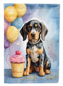 Bluetick Coonhound Happy Birthday Garden Flag Mailbox Flag Decorative Yard Flag Banner Outside Patio Artwork Yard Flower Beds, Garden Size, Multicolor