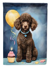Chocolate Standard Poodle Happy Birthday Garden Flag Mailbox Flag Decorative Yard Flag Banner Outside Patio Artwork Yard Flower Beds, Garden Size