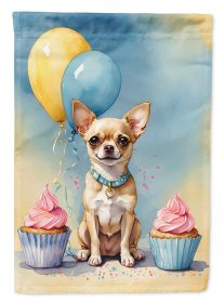Chihuahua Happy Birthday House Flag Large Porch Sleeve Pole Decorative Outside Yard Banner Artwork Wall Hanging, Polyester, House Size, Multicolor