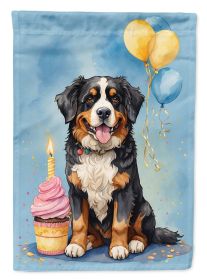 Bernese Mountain Dog Happy Birthday Garden Flag Mailbox Flag Decorative Yard Flag Banner Outside Patio Artwork Yard Flower Beds, Garden Size