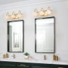 Modern Crystal Bathroom Vanity Light, 3-Light Golden Wall Sconce with Clear Glass Shade, Elegant Wall Mount Lighting for Bathroom, Powder Room