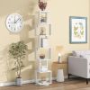6 tier Rotating Bookshelf, Floor Rack Simple Bookcase with Acrylic plate Student Multi-Function Creative Bookshelf for Living Room