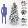Snow Flocked Christmas Tree 7ft Artificial Hinged Pine Tree with White Realistic Tips Unlit