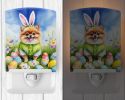 NEW Pomeranian Easter Egg Hunt Ceramic Night Light Compact, UL-Certified, Ideal for Bedroom, Bathroom, Nursery, Hallway, Kitchen, 6x4x3, Multicolor