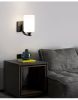 Black Wall Sconces Matte White Glass Shade, Indoor LED Wall Mount Lamp for Bedroom Farmhouse Bedside Wall Lamps, American Modern Style