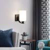 Black Wall Sconces Matte White Glass Shade, Indoor LED Wall Mount Lamp for Bedroom Farmhouse Bedside Wall Lamps, American Modern Style