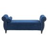 Velvet Multifunctional Storage Rectangular ottoman bench with 1 Pillow, Navy Blue