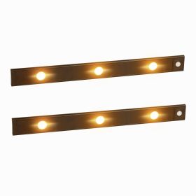 2Pack Rechargeable Cabinet Light Motion Sensor Light Cordless LED Closet Lamp 3 Colors Dimmable Light for Kitchen Cabinet (Color: Black, Length: 40CM)