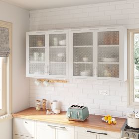Retro Style Wall Mounted Cabinet Table-Top Storage Cabinet with Hazy Glass Doors and 2 Adjustable Shelves for Bathroom Kitchen Living Room Kitchen Hal (Color: as Pic)