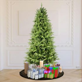 Artificial Christmas Tree Prelit PE&PVC With Metal Stand,550 Multi-Colour LED Lights (Color: Green, size: 7.5Ft)
