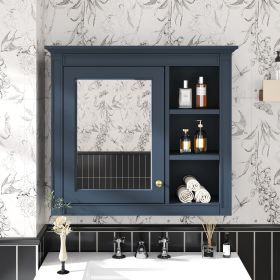 30'' x 28'' Medicine Cabinet, Wall Mounted Bathroom Storage Cabinet, Modern Bathroom Wall Cabinet with Mirror,Medicine Cabinet (Color: Blue, Material: MDF)