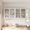 Retro Style Wall Mounted Cabinet Table-Top Storage Cabinet with Hazy Glass Doors and 2 Adjustable Shelves for Bathroom Kitchen Living Room Kitchen Hal