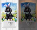 NEW Black Poodle Easter Egg Hunt Ceramic Night Light Compact, UL-Certified, Ideal for Bedroom, Bathroom, Nursery, Hallway, Kitchen, 6x4x3, Multicolor