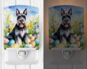 NEW Schnauzer Easter Egg Hunt Ceramic Night Light Compact, UL-Certified, Ideal for Bedroom, Bathroom, Nursery, Hallway, Kitchen, 6x4x3, Multicolor